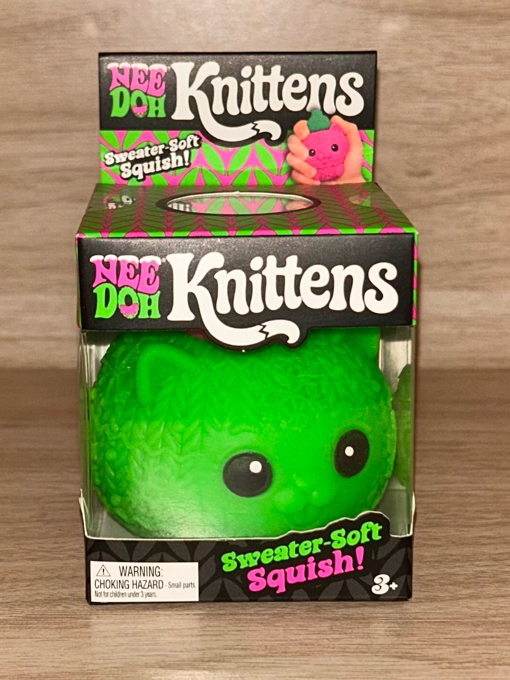 Green NeeDoh Knitten Kitten Squish - Christmas Needoh Sweater Cat